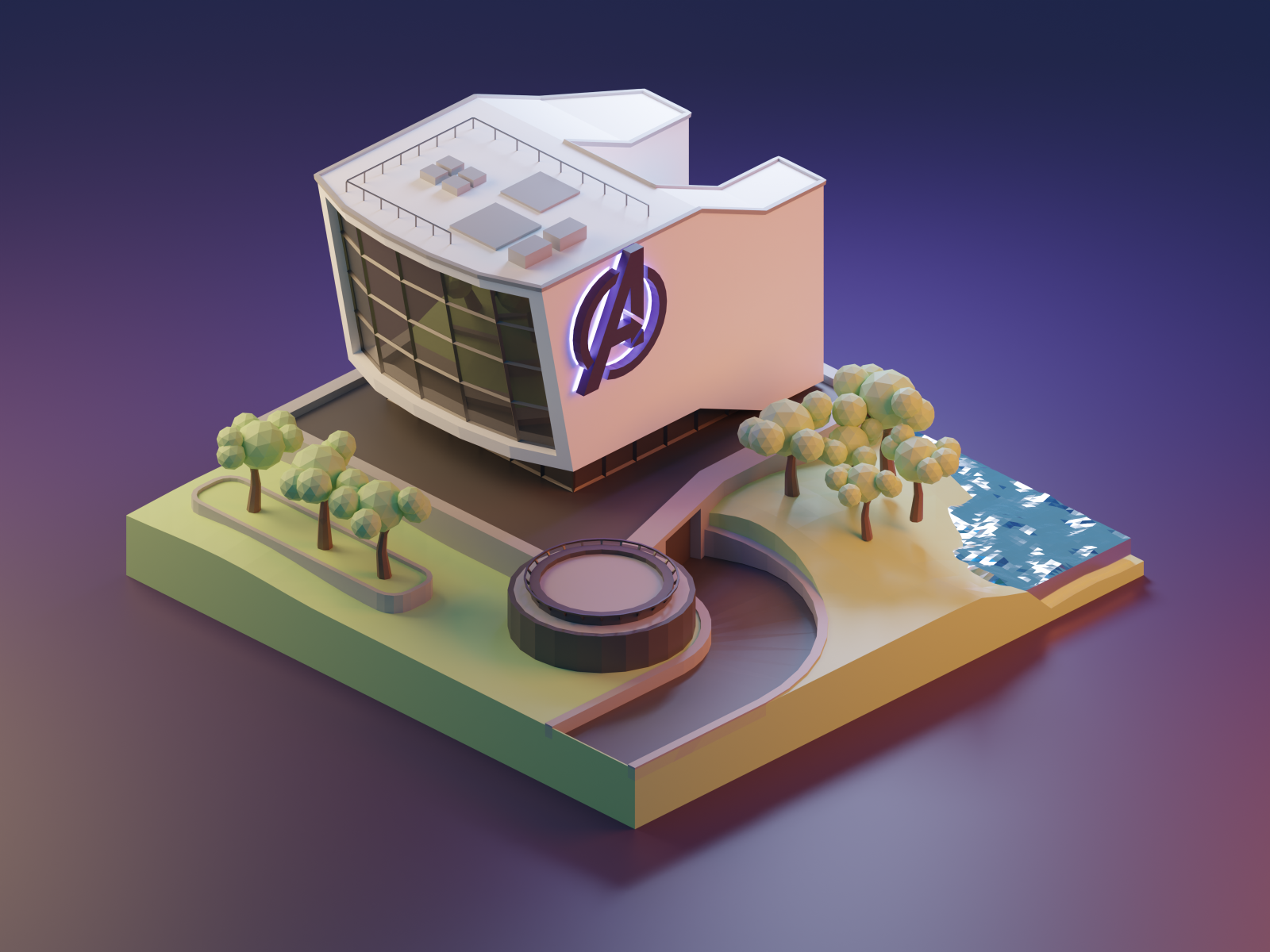 Avengers HQ - Made with Blender by Einar Kjartansson on Dribbble