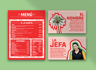 El Palmarcito Menu and Posters brand design brand identity brand strategy branding branding design design graphic design menu menu design poster poster design restaurant branding