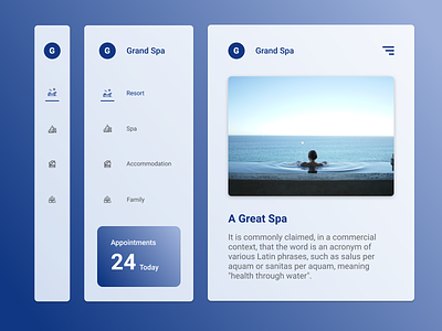 Spa Navigation Components app branding concept design granddesignlab minimal ui ux