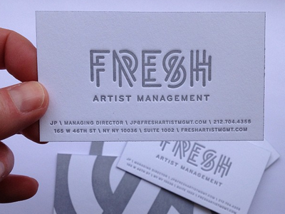 Fresh Artist Management businesscard design fresh letterpress logo printing typography