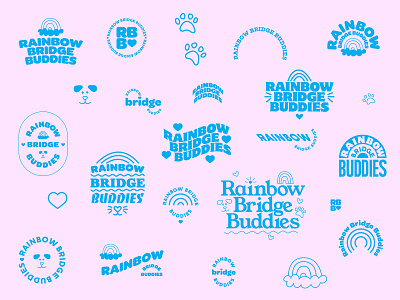 Rainbow Bridge Buddies brand branding design dog illustration lettering logo pet rainbow typography