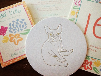 Lyla coasters design floral frenchbulldog illustration printing wedding