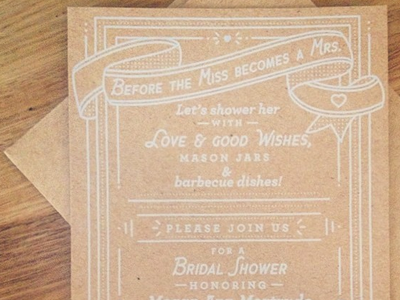 Bridal shower bride design invite printing wedding white ink