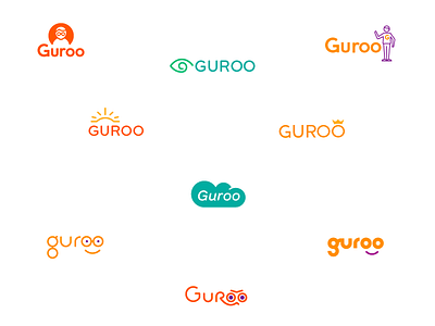 Guroo cloud crown design eye face guroo guru logo mascot owl