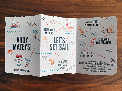 Ahoy Mateys! ahoy birthday design icons invitation kids map pirate treasure