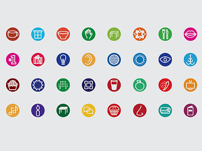 Restaurant sensory icons color design food icon iconography senses
