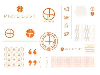 Pixie Dust brand design icons identity logo orange pattern system