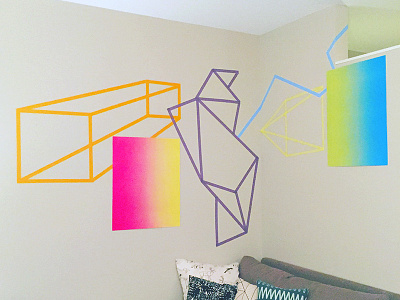 Wall color geometric gradient interior tape wall