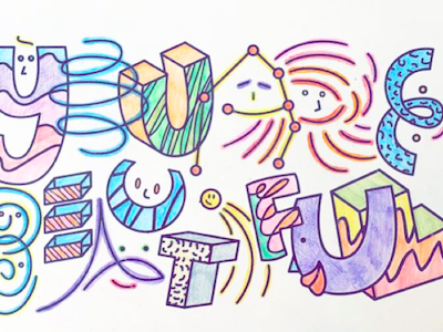 Let's Color characters coloring illustration lettering typography yab you are beautiful