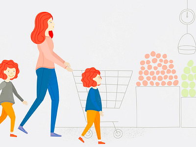 Grocery animation character grocery store illustration kids red hair