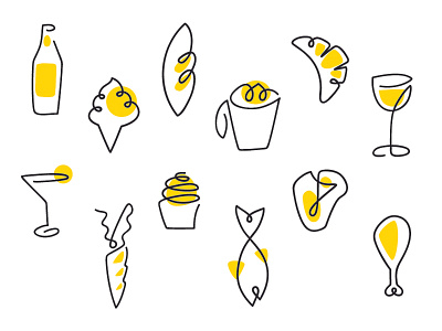 YP Illustrations brand design icons illustration monoline yellow