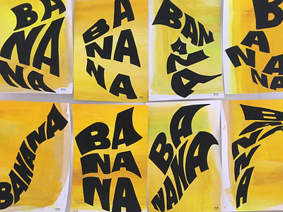 Mission Banana art art show banana black and yellow design exhibition handpainted lettering type typography yellow