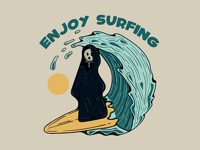 ENJOY SURFING brand clothing illustration logo design surfing clothing vector logo