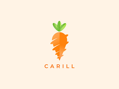 C A R I L L ( Carrot + Drill) app icon logo carill carrot drill logo carrot logo fruit logo gradient logo illustration logo design minimalist logo modern logo