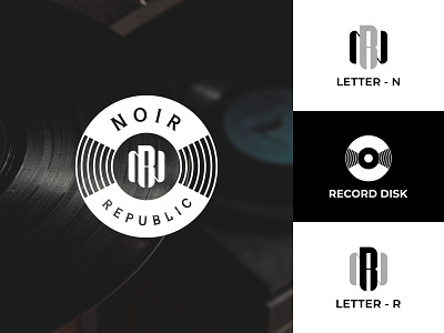 NOIR REPUBLIC app icon logo branding design icon identity illustration lettermark logo logo design monogram nr retro symbol typography vintage