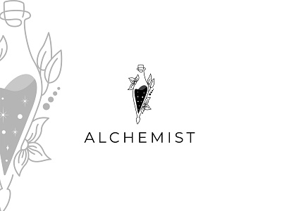 "Alchemist" Botanical Boho Line art Logo design