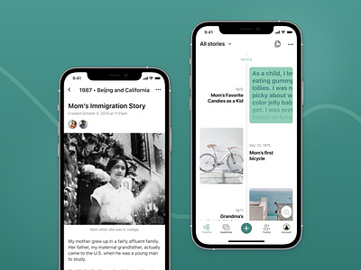 Keepsake - remembering family stories app design ui ux