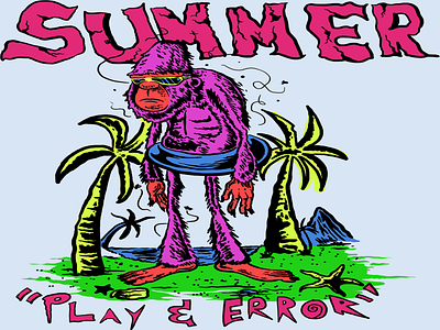 bigfoot summer illustration illustrator lowbrow retro summer summers summersurf surfing vintage waves