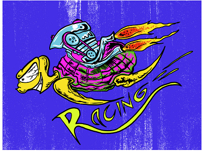 turtle racing team 60s bandmerch hotrod illustration illustrator lowbrow ratfink skateboarding summer surfing vintage