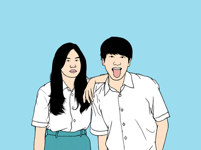 Dilan & milea couple illustration cartoon illustration simple vector