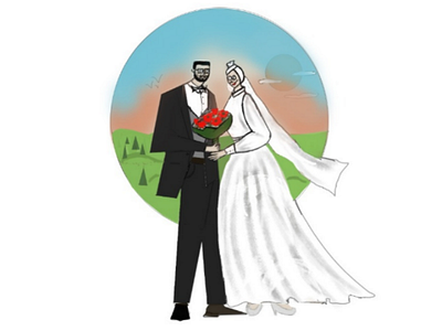 Bride and groom 🤵🏻👰🏻 illustration art digtalart
