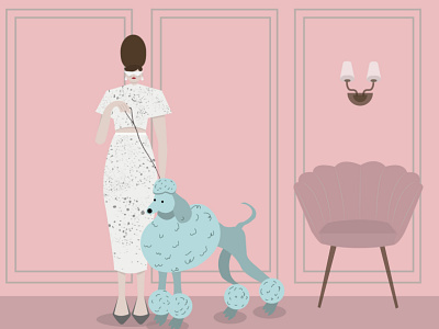 woman with dog chair classy digitalart dog dress graphics illustration illustration art digtalart illustration motiongraphics illustrationart illustrator motion motion graphics studying woman womanwithdog