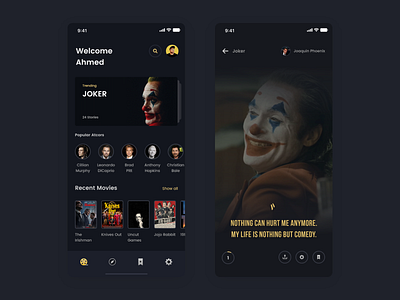 Movies quotes app concept.