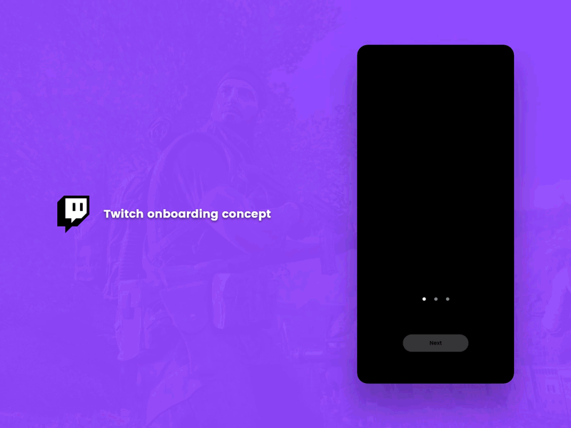 Twitch onboarding UI concept motion