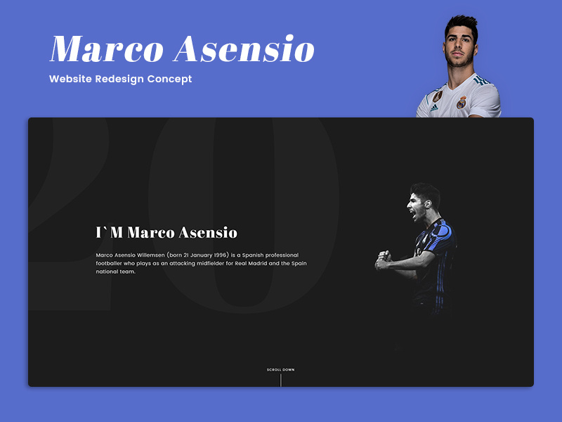 Marco Asensio - Website Redesign Concept footballer web ux ui football realmadrid marco asensio
