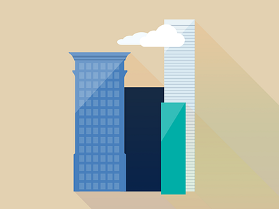 city illustration long shadow vector