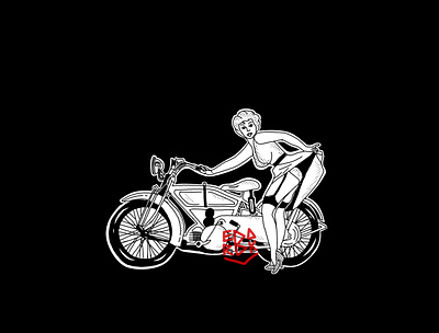 pin up vintage motorcycle design graphic design illustration vector