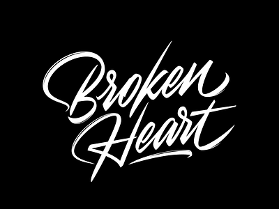 Broken heart tattoo calligraphy lettering logo logotype typography vector
