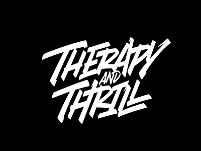 Therapy and Thrill apparel brand branding calligraphy clothing custom lettering logo logotype moto typography vector