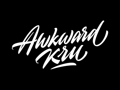 Awkward kru apparel brush calligraphy clothing lettering logo logotype typography vector