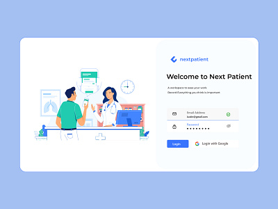 Login - Next Patient app branding design flat illustration illustrator minimal typography ux website