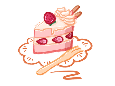 Hello Dribbblers! + Strawberry Cake artwork cake creative drawing food food illustration hello hello dribble illustration illustration art strawberry strawberry cream cake