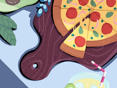 Pizza Lunch 🍕 art artwork avocado creative drawing food food illustration illustration lemon lemonade lunch pepperoni pizza pizza