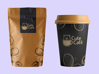 cute café logo packaging vector