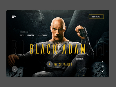 Black Adam Website dark design figma header inspiration landing page minimal modern movie poster ui ux web web design website