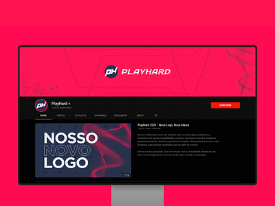 PlayHard art direction brand identity branding design game logo gaming gaming logo high tech logo youtube youtube banner youtube channel