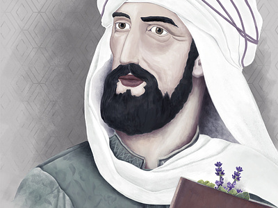 Illustration historical portrait Ibn Al-Baytar for museum digital illustration historical illustration illustration art man illustration museum portrait art portrait illustration portraits