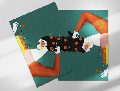 Illustration of a woman with oranges for postal card card illustration cards illustration illustration art illustrator illustrator art woman illustration