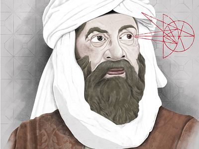 Historical portrait illustration of the muslim man Alhazen