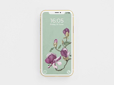 Botanical illustrated wallpaper for iPhone botanical artist botanical illustration digital illustration flowers illustration illustrator iphone wallpaper desing