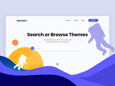 Spacekit - Buy premium UI kits and other design assets app design explore page graphic design hero hero section illustration landing page navigation search search page ui ui design vector website