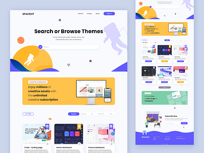 Spacekit - Buy premium UI kits and other design assets app clean clean ui design explore explore page footer graphic design illustration landing navigation search search bar template themes ui ui design vector