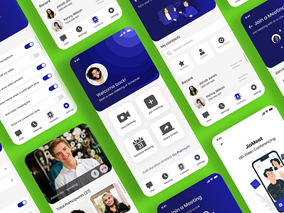 JioMeet UI Redesign Concept - Light Mode app concept design graphic design illustration jiomeet meet meeting mobile app navigation onboarding redesign ui ux vector video call video conference zoom