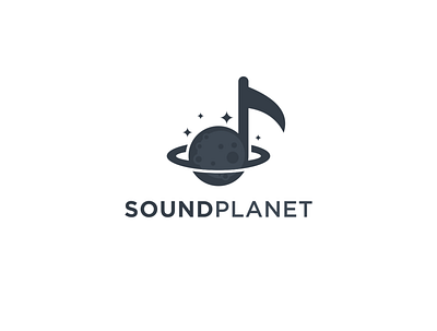 SOUNDPLANET black branding design flat graphic icon logo modern music planet science sound space symbol vector