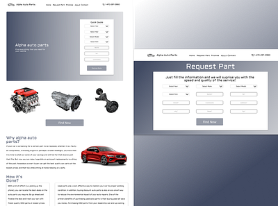 Alpha auto parts app cars design figma forms landing page new design services ui vector website