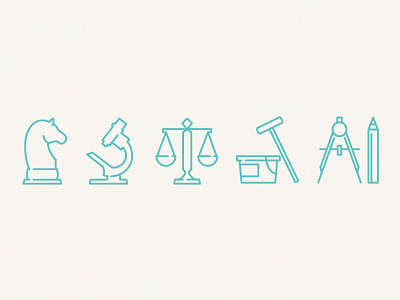 Ellijot process icons chess clean corporate design horse icons illustration libra microscope paint pencil process